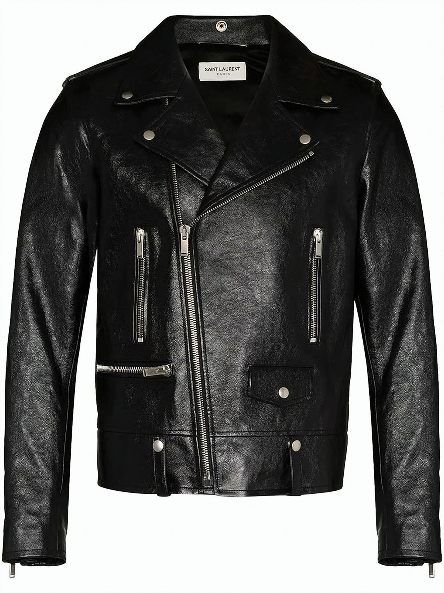 Black Asymmetrical Zipper Leather Jacket