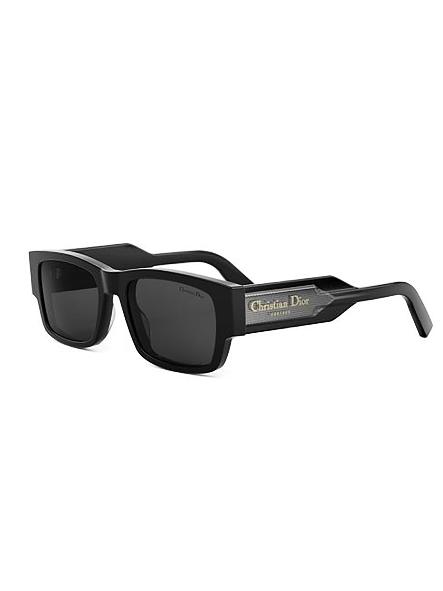 Rectangular Black Sunglasses with Elegant Metallic Plaque