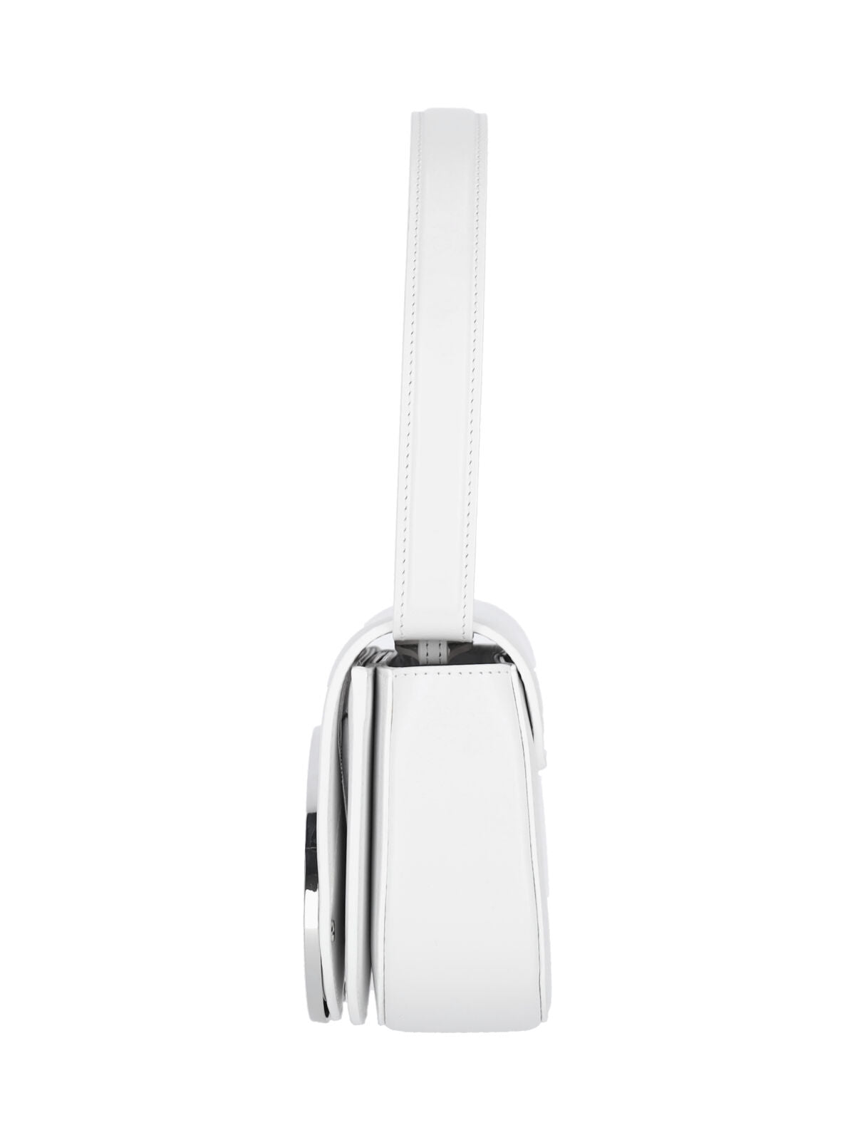 Shoulder Bag 1Dr In Smooth White Leather With Adjustable Straps
