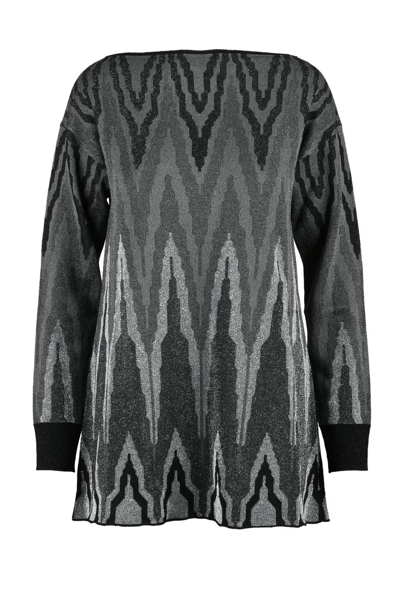Flared Lamé Knit - Silver/Black