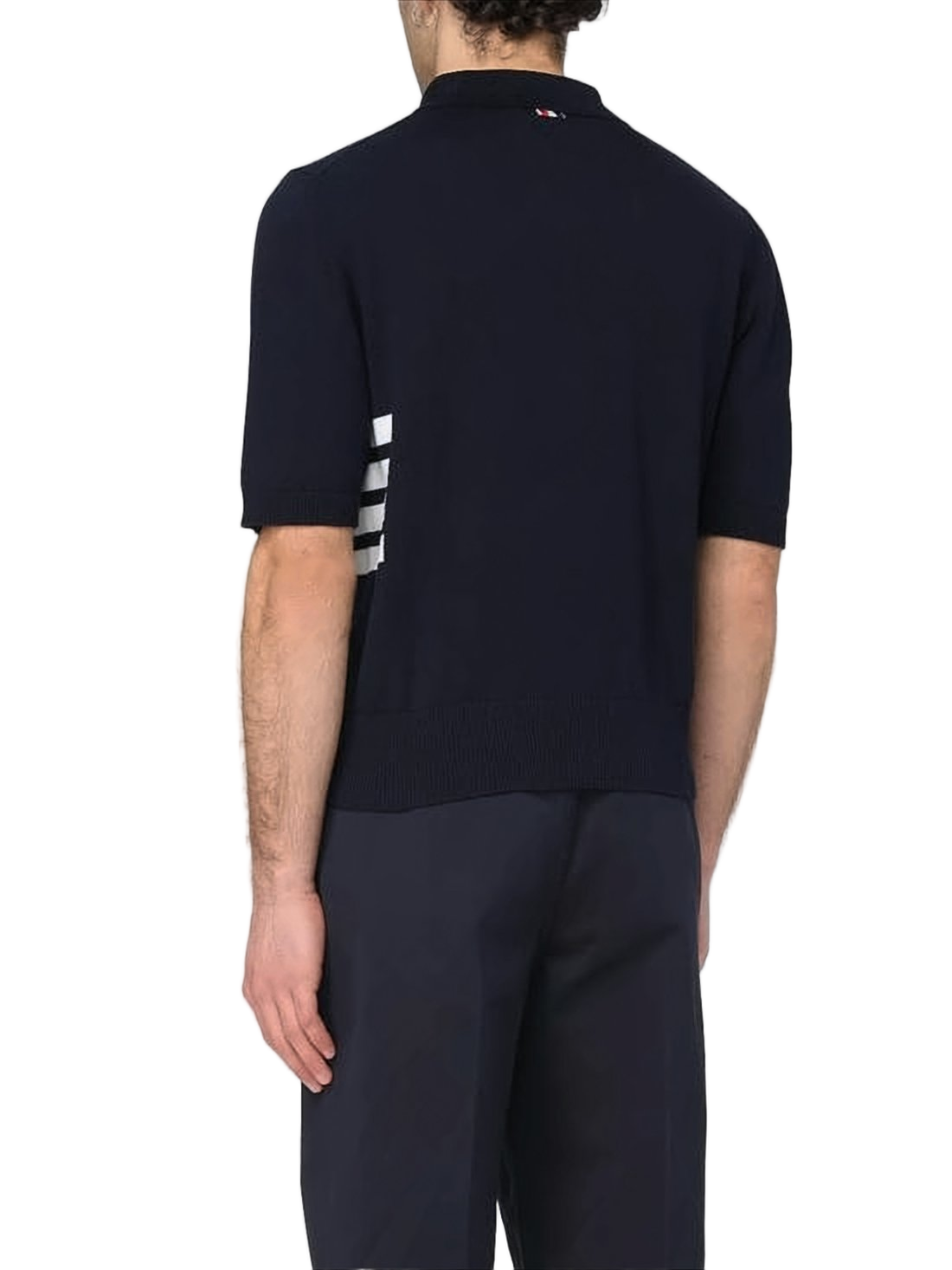 Short-Sleeved Polo Shirt with Contrasting Stripes