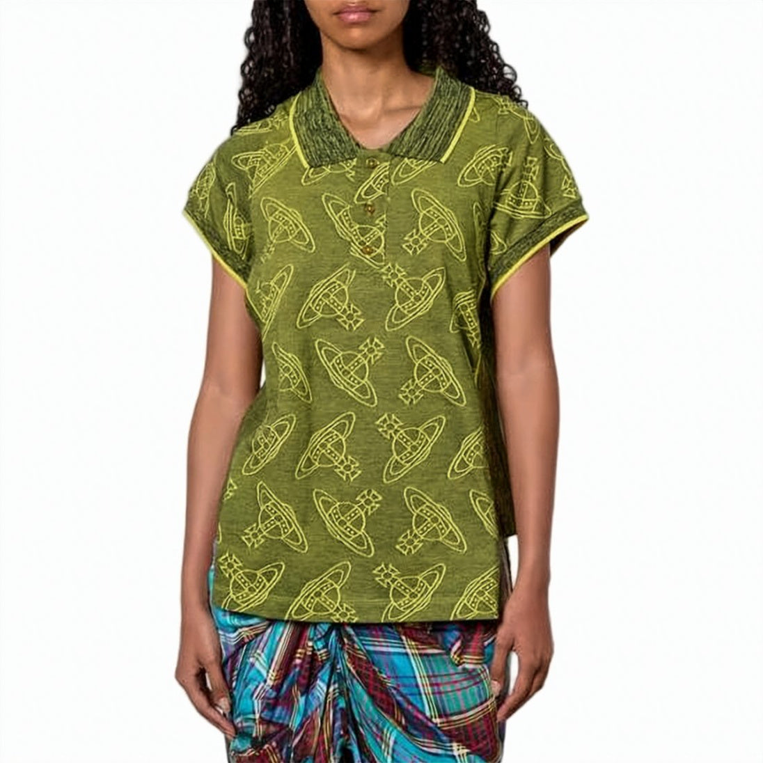 Relaxed Fit Polo Shirt With Abstract Pattern