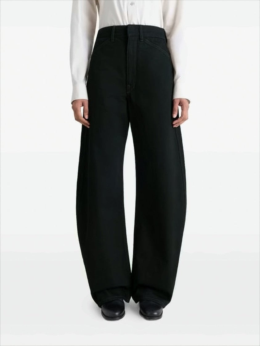 Wide-Leg Denim Trousers with High Waist