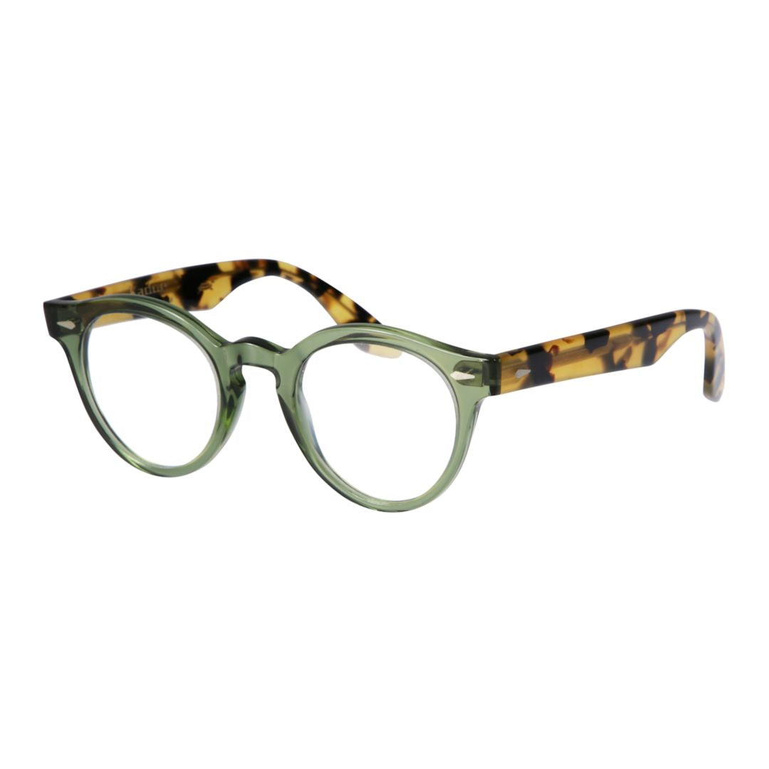 Robin Translucent Olive Green Round Frames with Tortoiseshell Temples