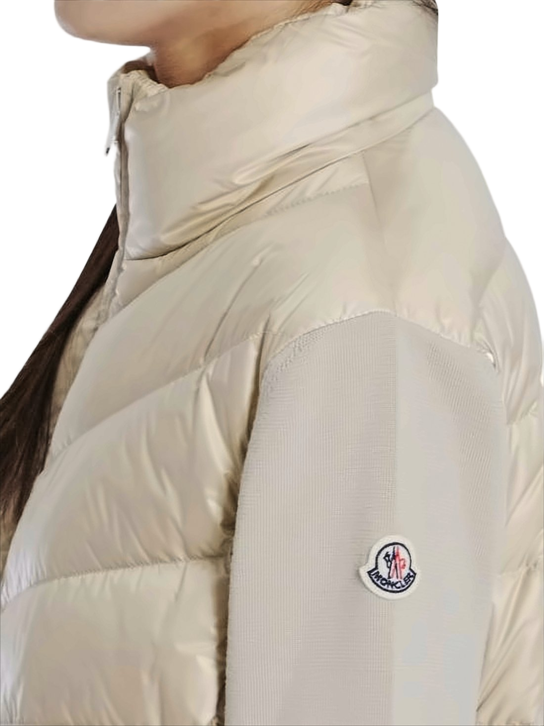Cropped Padded Jacket with Quilted Nylon
