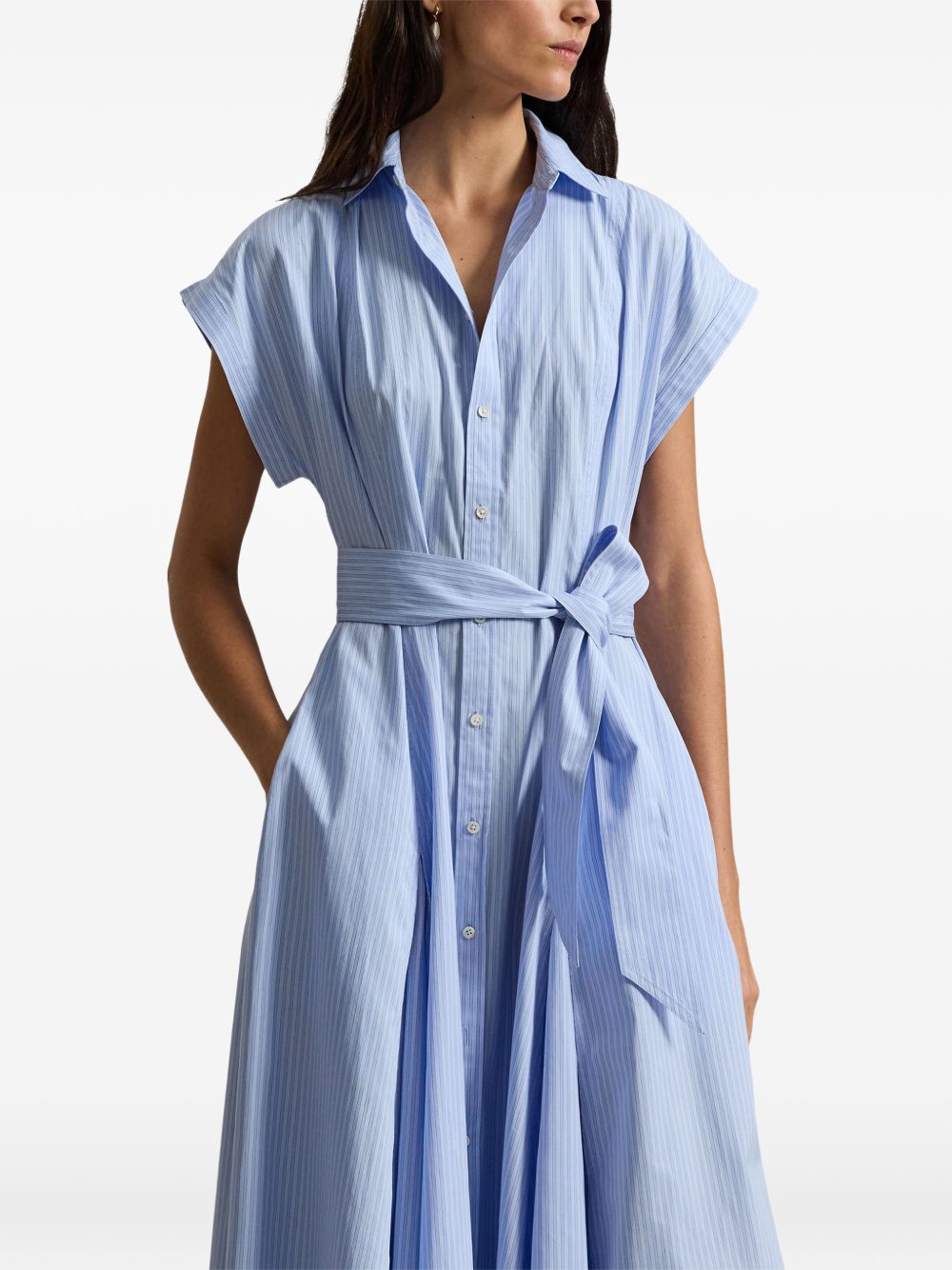 Midi Dress with Mother-of-Pearl Button Placket