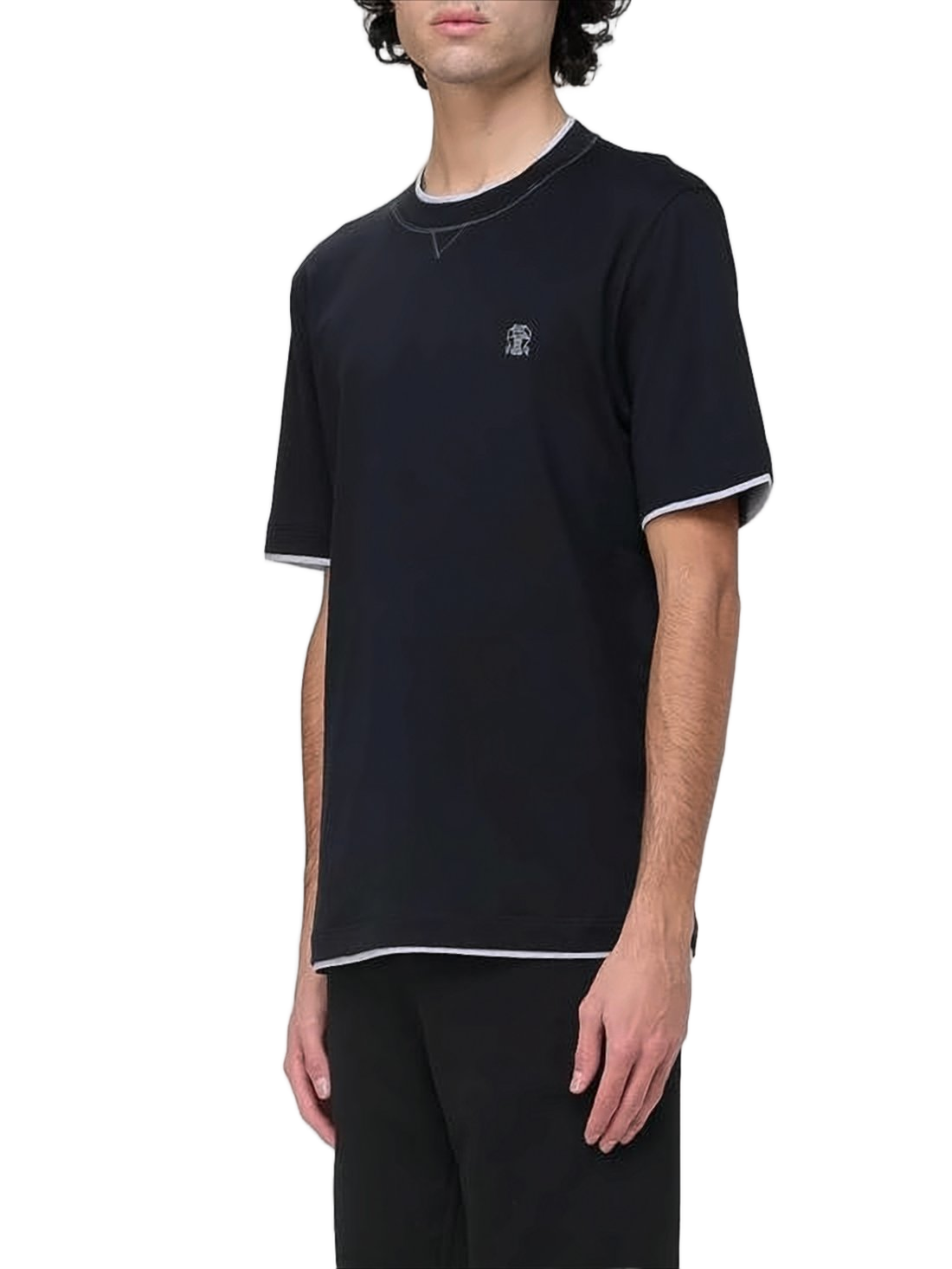 Relaxed-Fit Black T-Shirt With Contrasting Trim