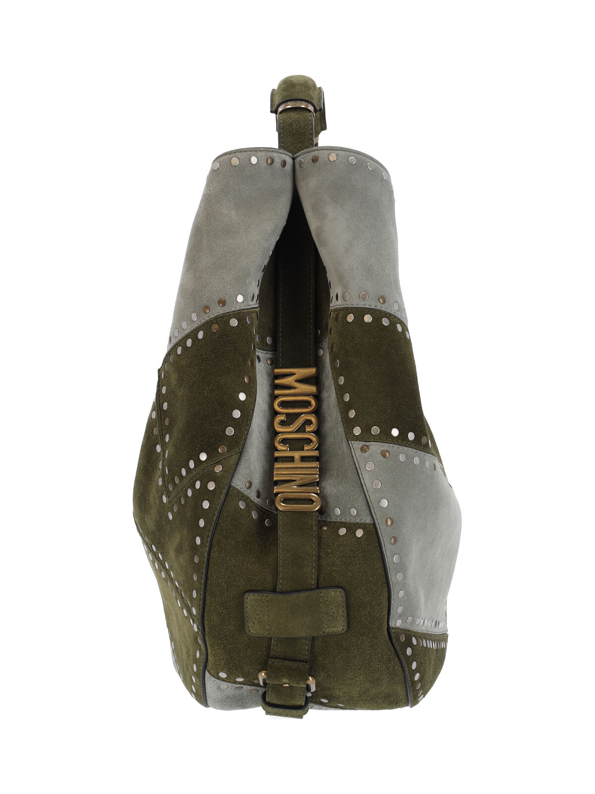 Green Patchwork Studded Leather Handbag