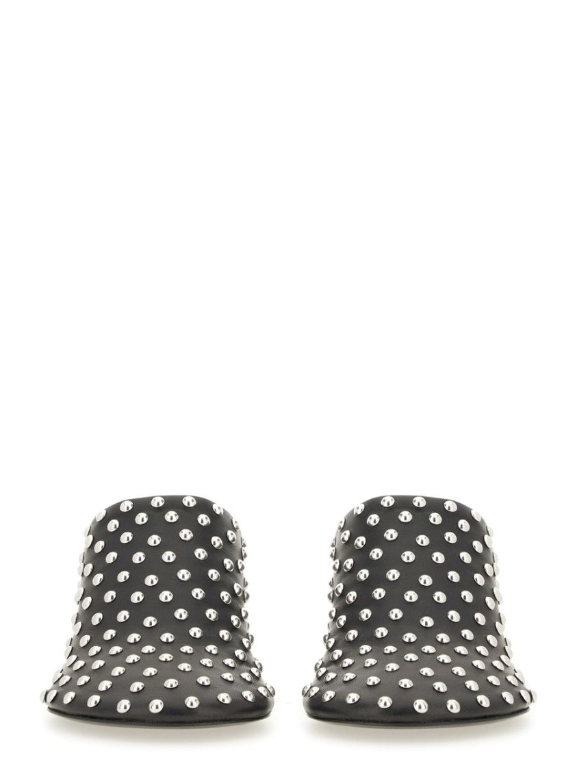 Nappa Leather Mules With Metallic Studs