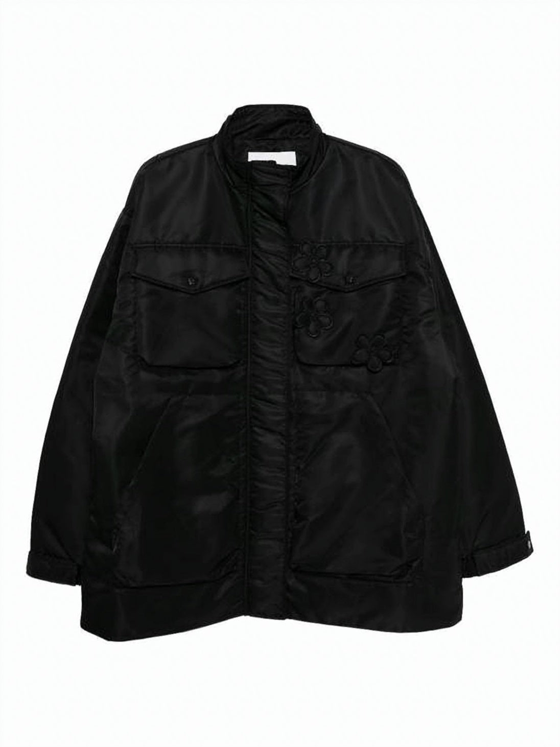 Boxy Black Jacket with High Collar