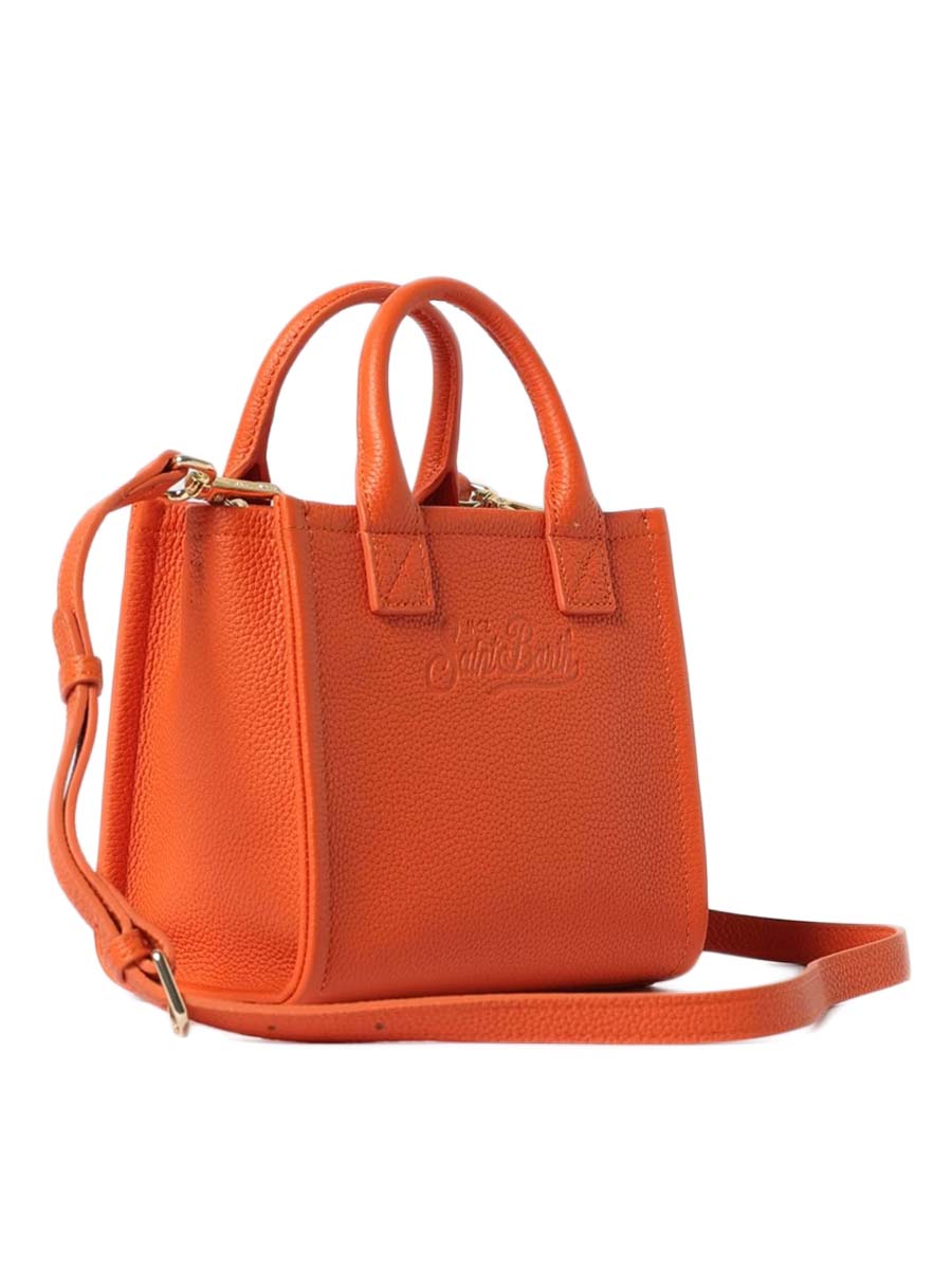 Textured Small Handbag With Adjustable Strap And Embossed Lettering