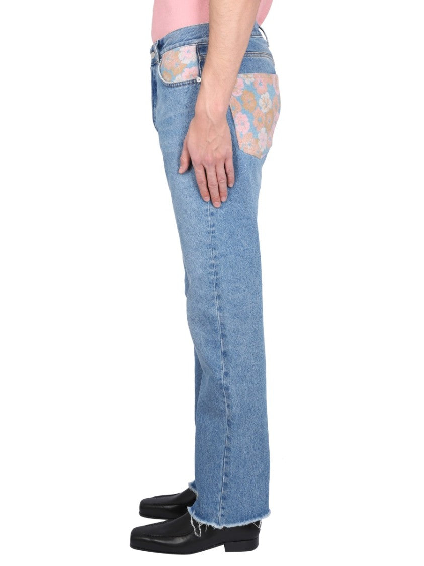 Light-Wash Jeans With Distressed Hem