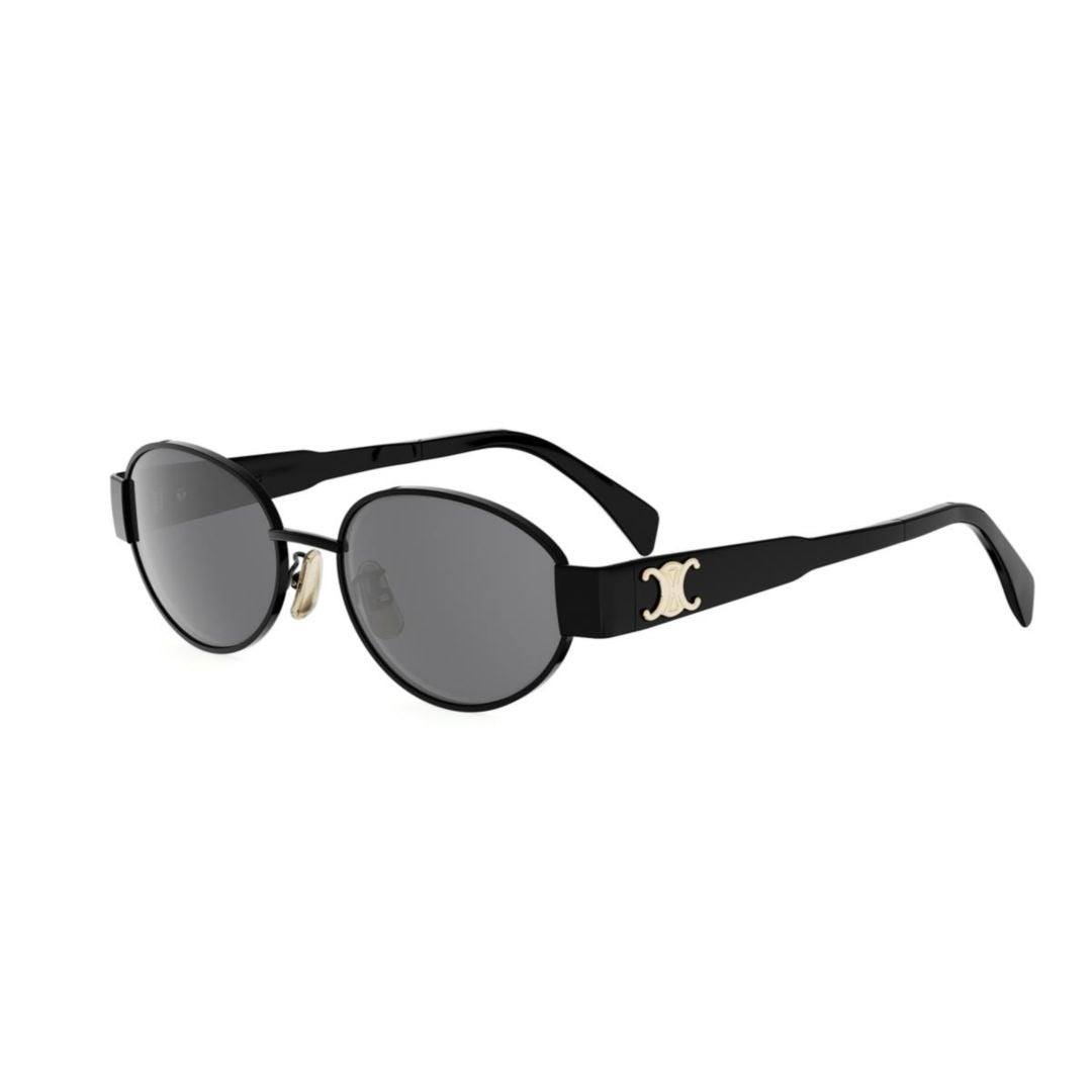 Cl40235u Oval-Frame Black Metal Sunglasses