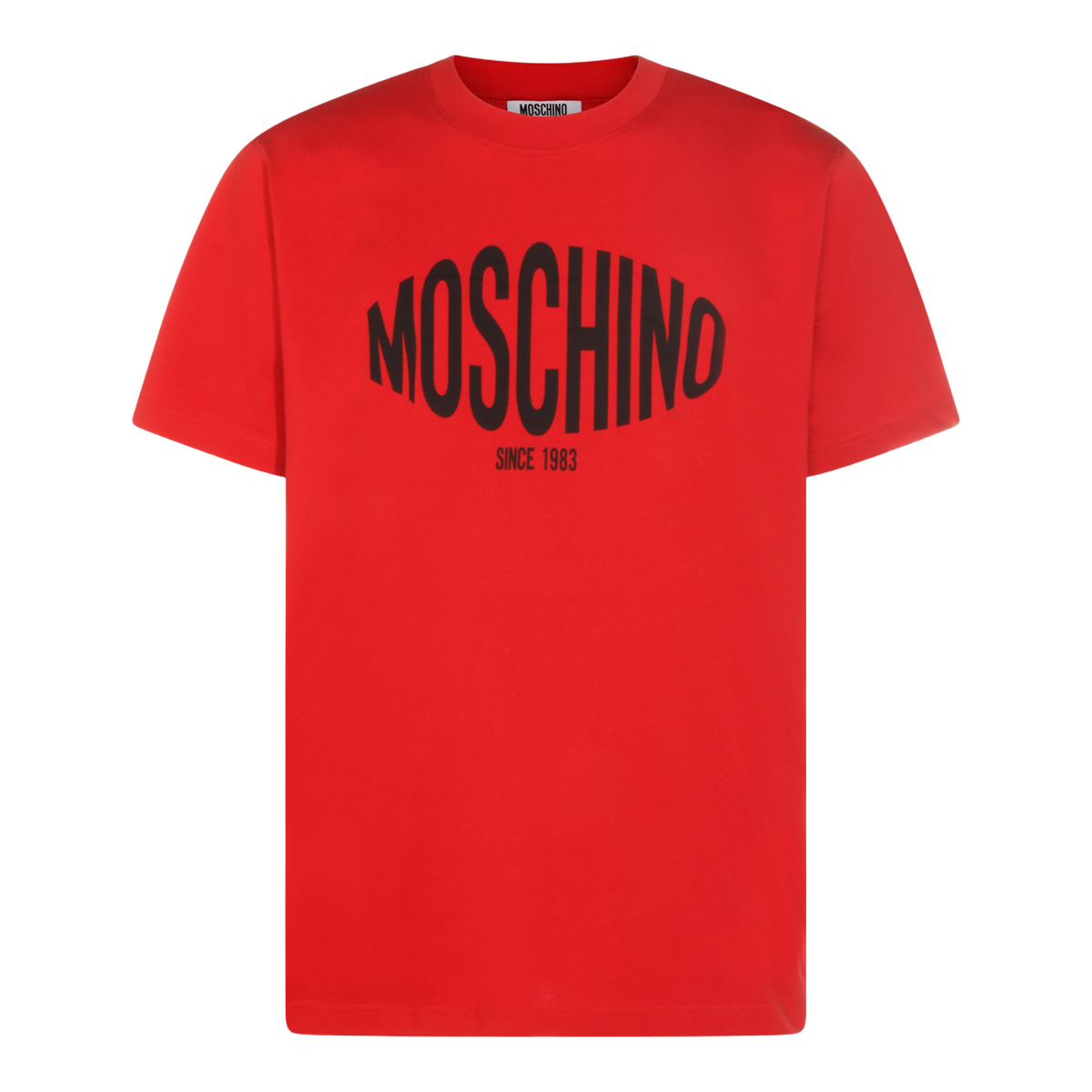 Short-Sleeve Red T-Shirt with Bold MOSCHINO Graphic