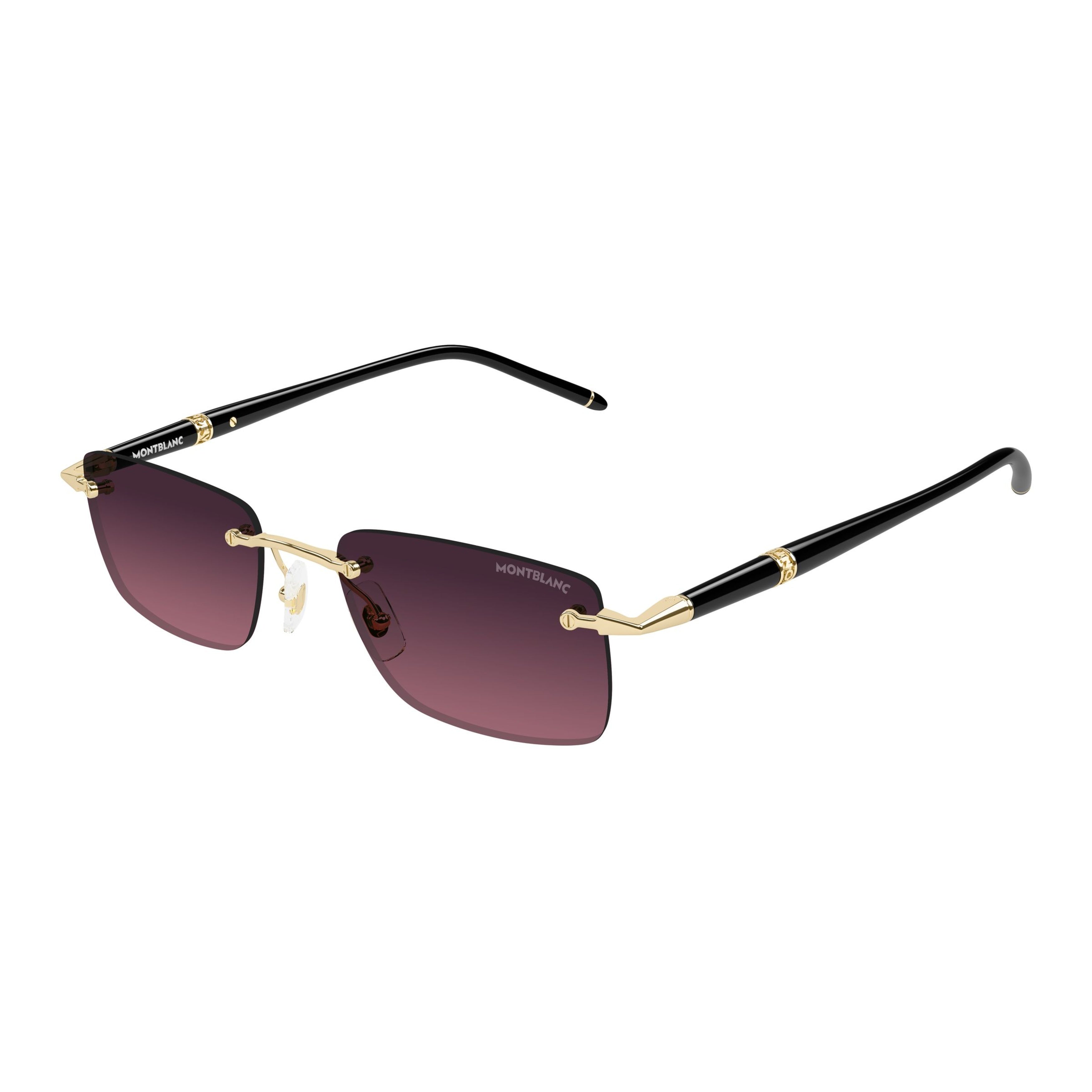 Rectangular Rimless Sunglasses with Gradient Purple Lenses