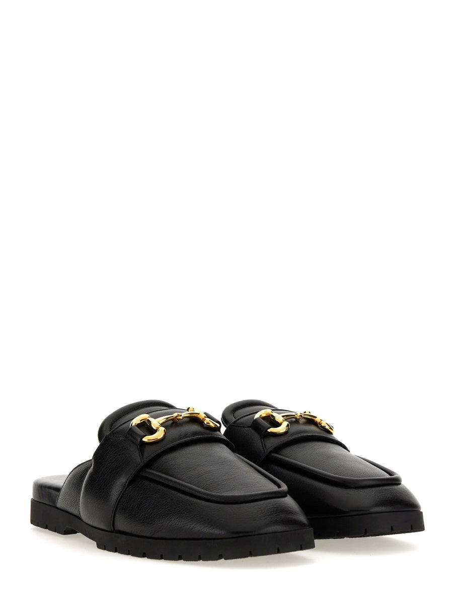 Men's Leather Sabot Shoe with Clamp Detail