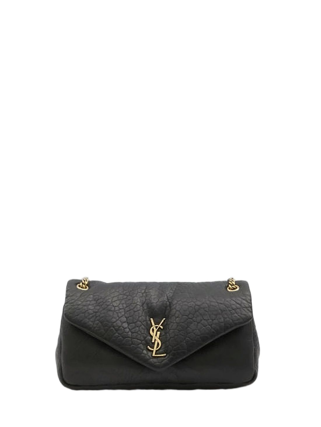 Textured Lambskin Shoulder Bag with Flap Closure