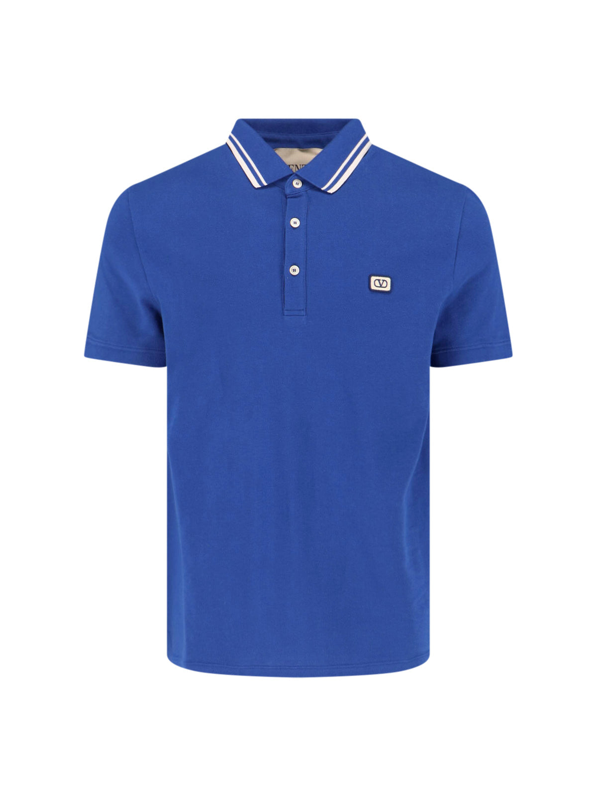 Logo Polo Shirt In Blue Cotton, Classic Collar