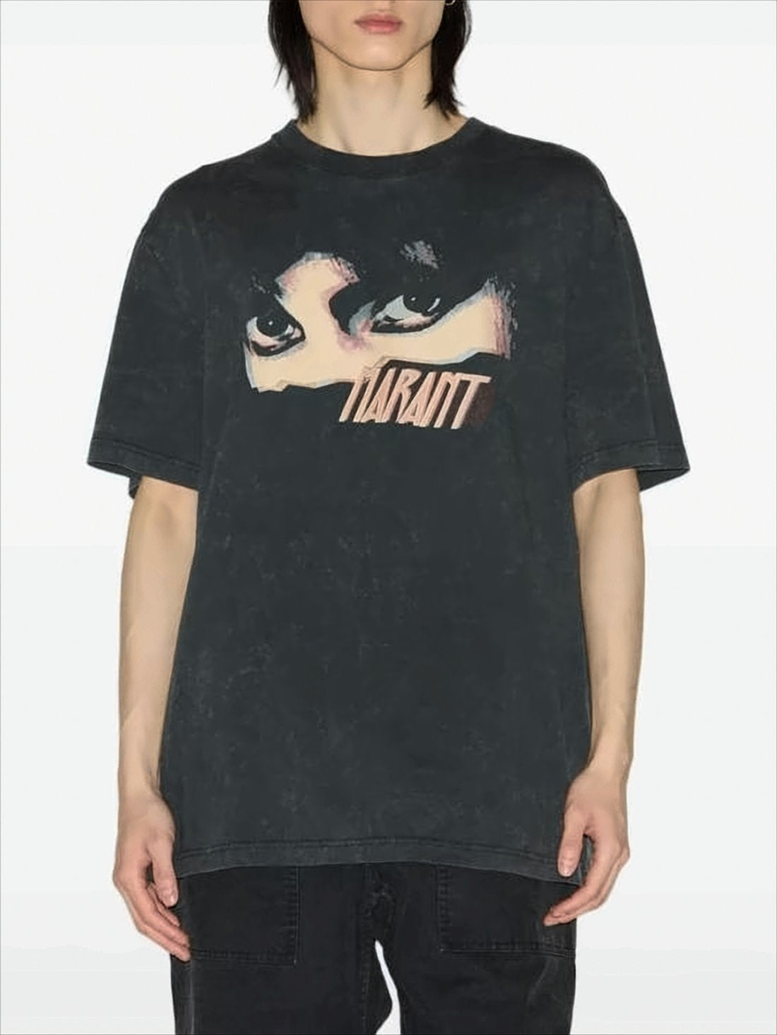 Washed Black Graphic Print Short-Sleeve T-Shirt