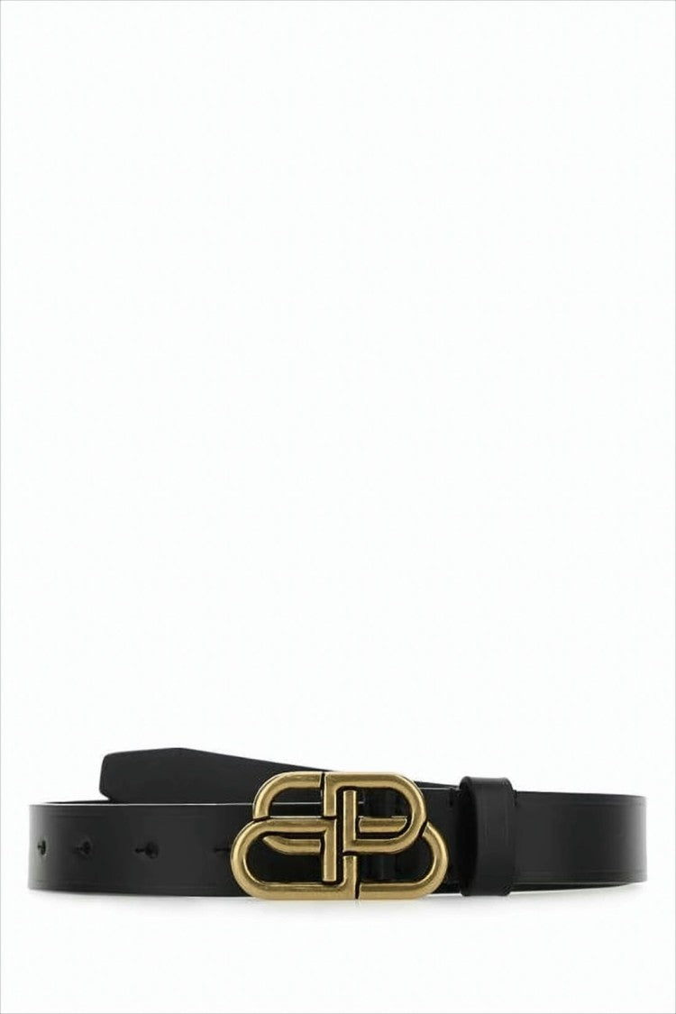 Leather Belt with Interlocking 'B' Buckle