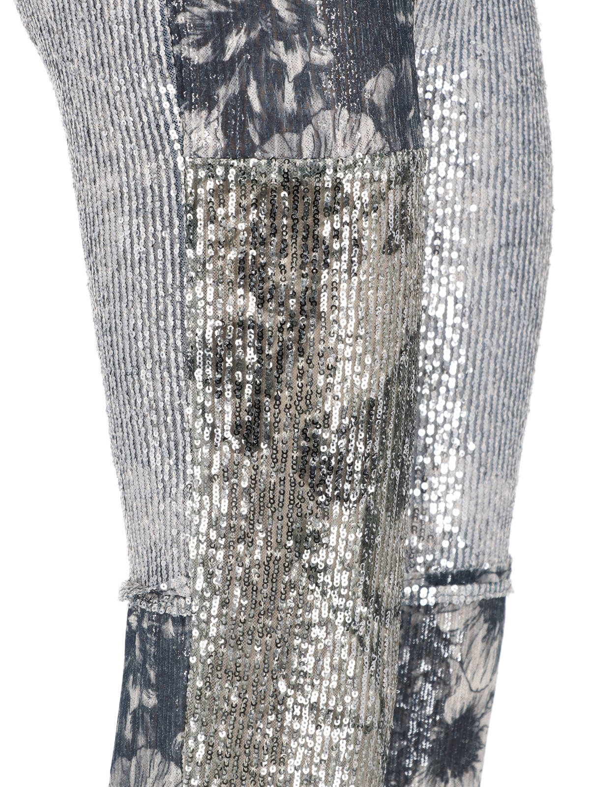 Monochrome Patchwork Floral Sequin Trousers