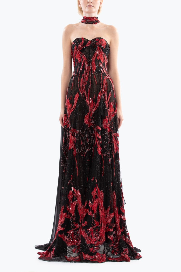 Embroidered Strapless Dress