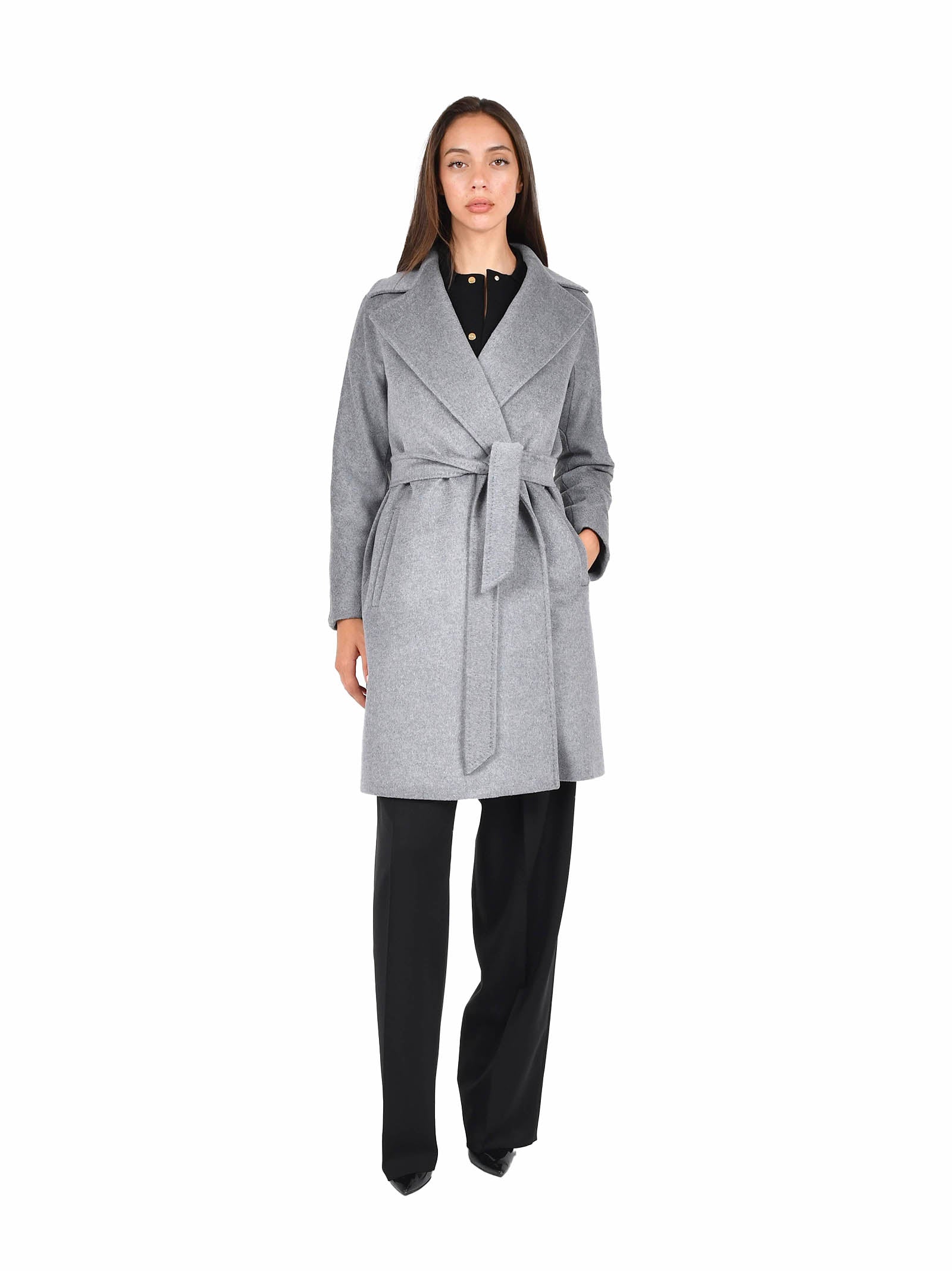 Short Coat With Wide Lapel Collar