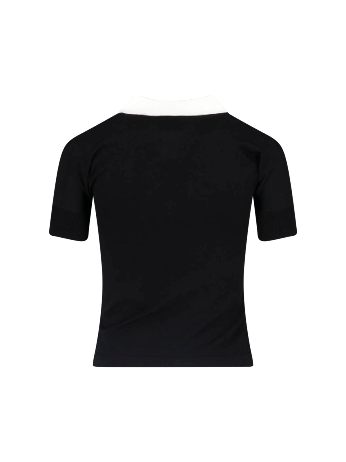 Black Graphic Print Cropped Polo