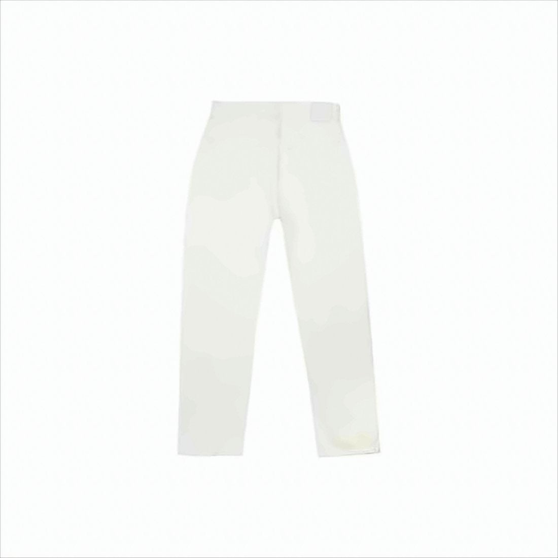 Straight-Leg White Denim Pants with High Waist