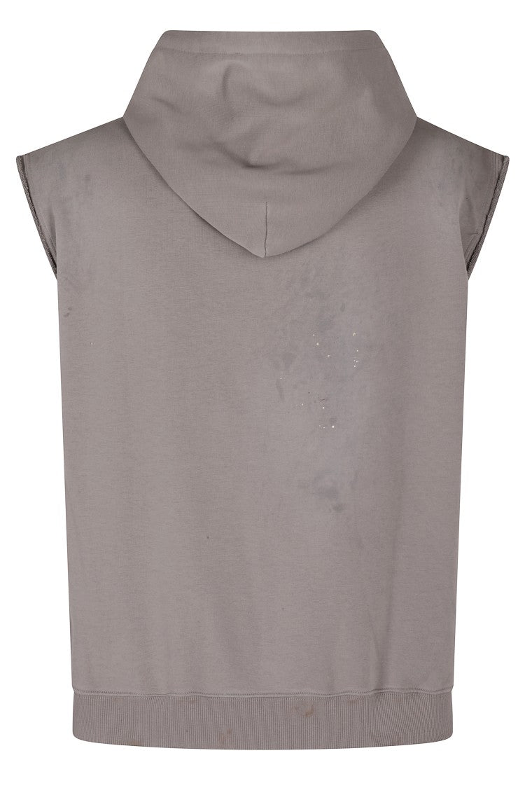 Sleeveless Vintage Effect Sweat Jacket