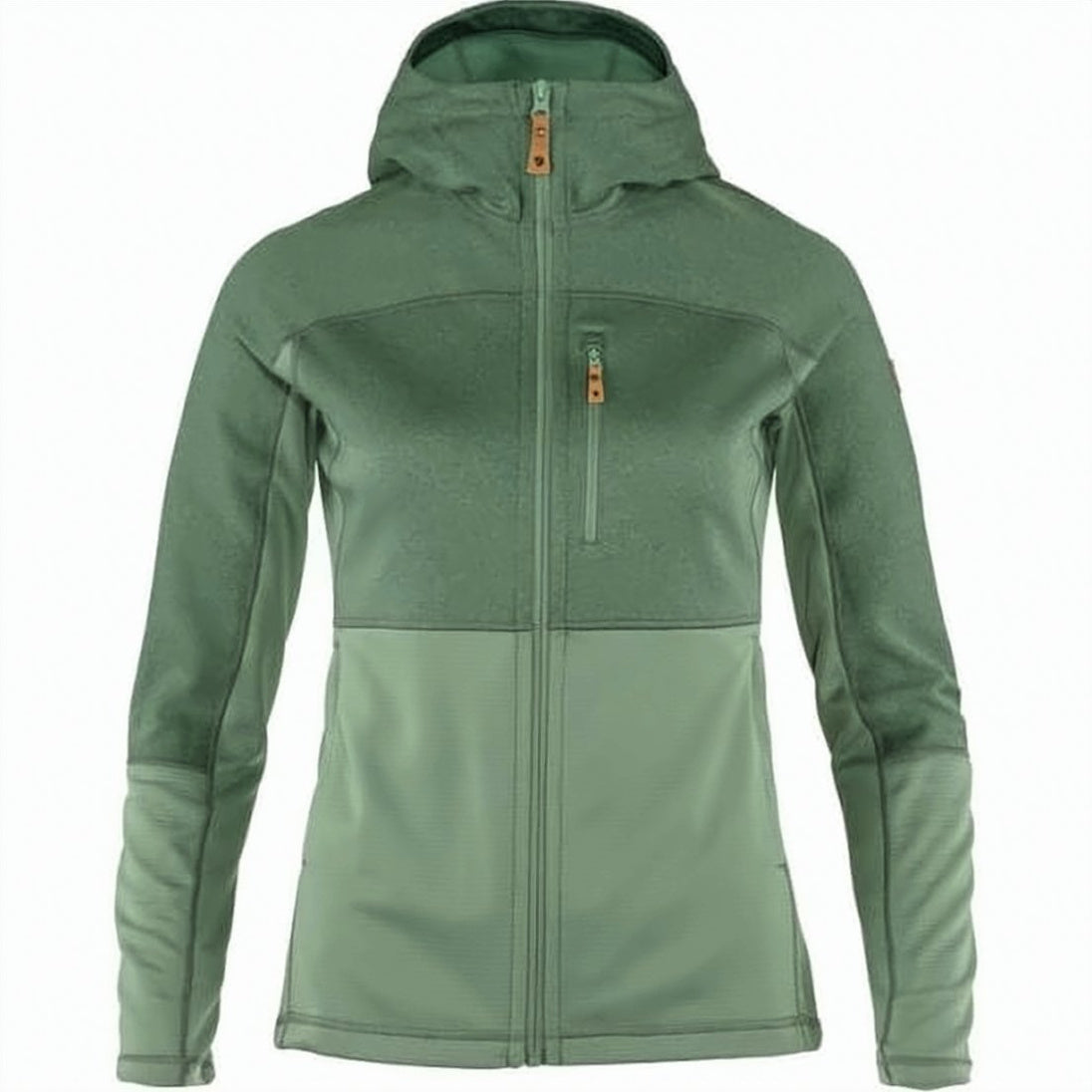 Fitted Two-Tone Green Jacket with Hood