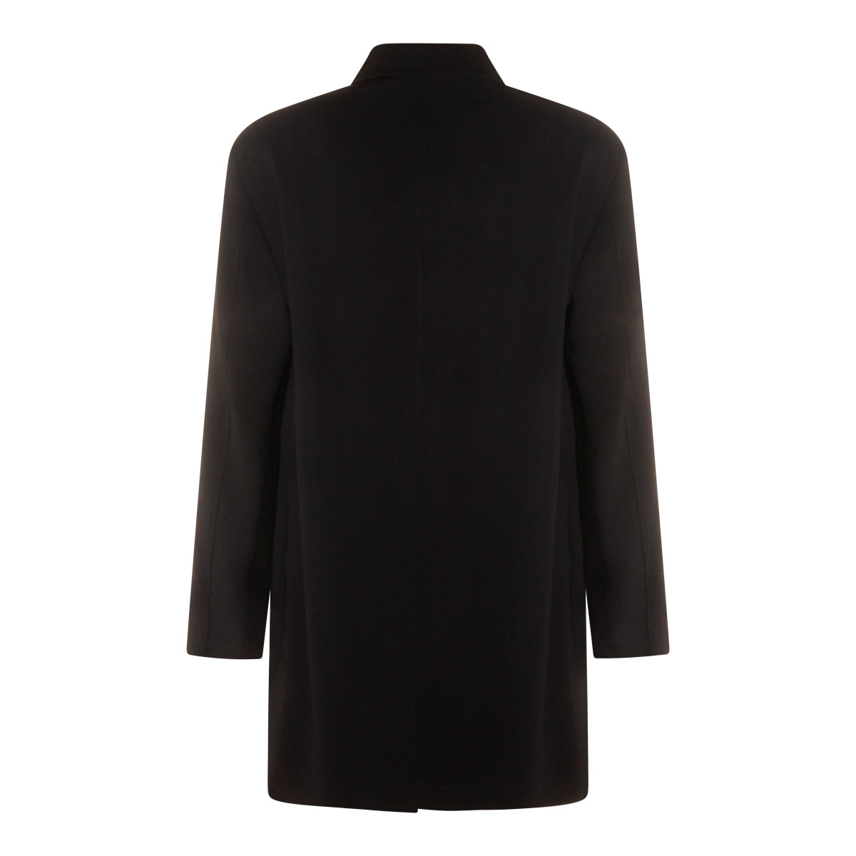 Minimalist Black Coat With Stand Collar