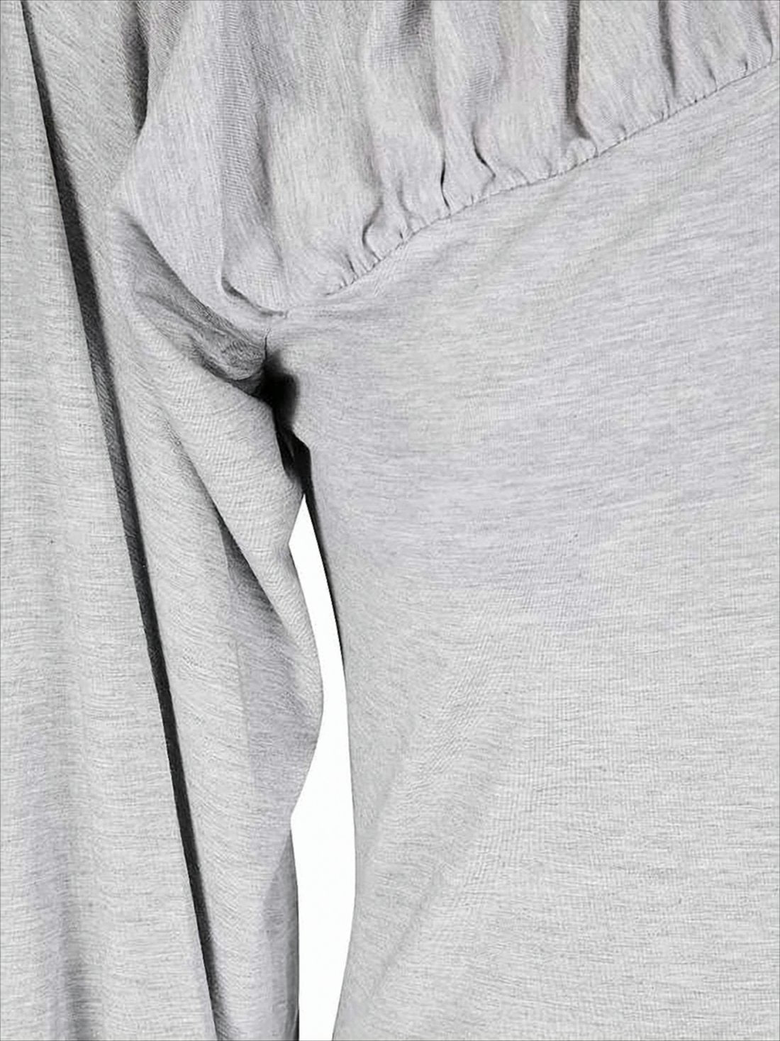Fitted Grey Midi Dress with Gathered Neckline