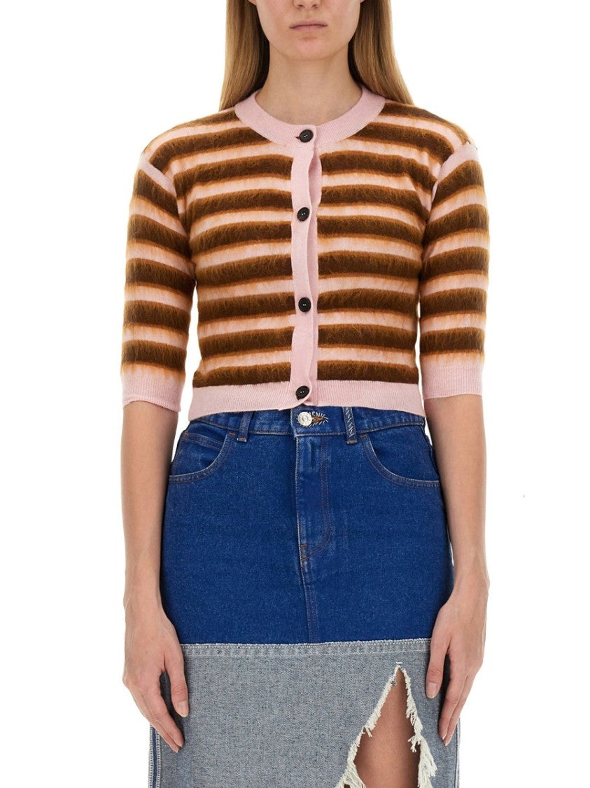 Cropped Cardigan With Playful Stripe Pattern