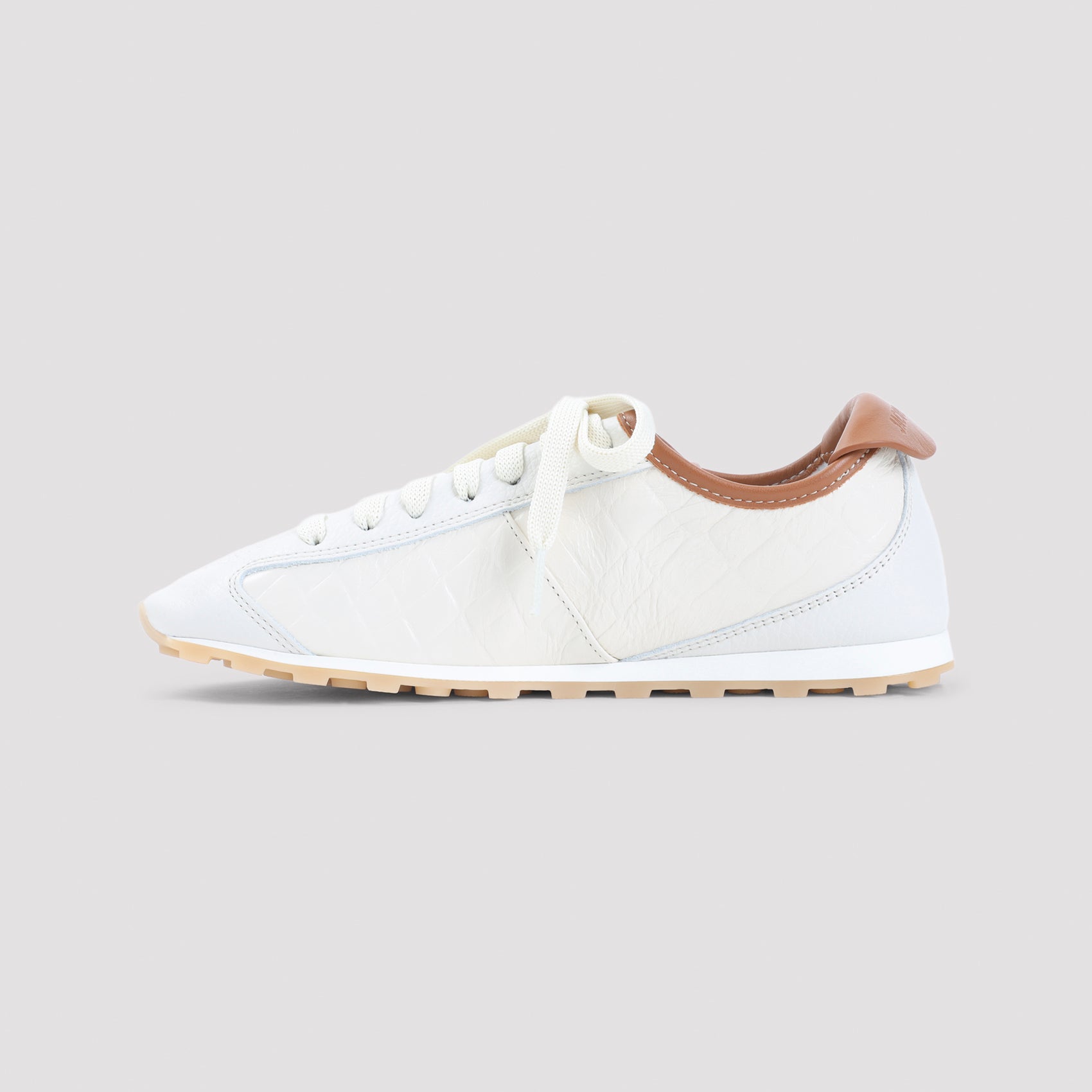 Quilted White Leather Sneakers