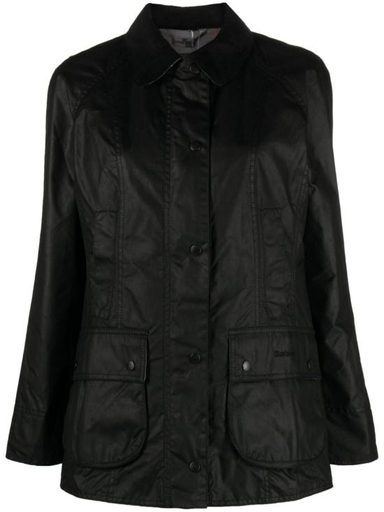 Waxed Cotton Jacket With Classic Collar And Flap Pockets