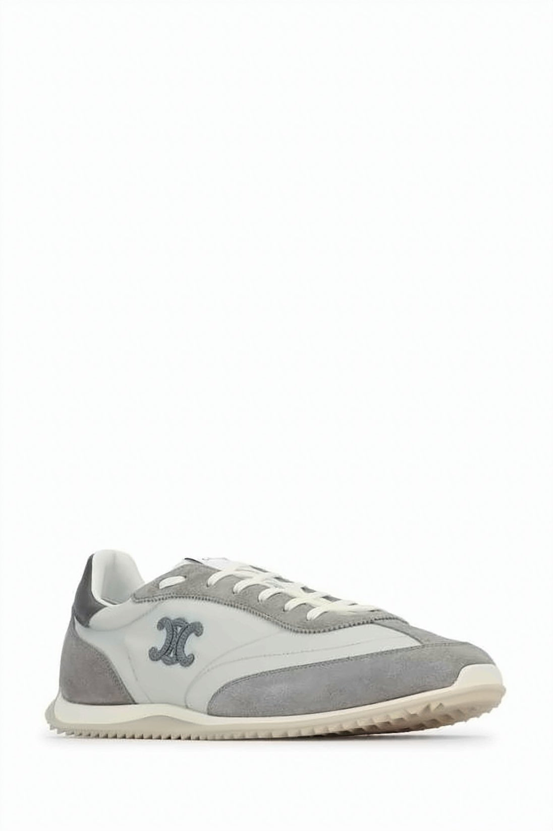 Low-Top Grey Sneakers With Suede Overlays