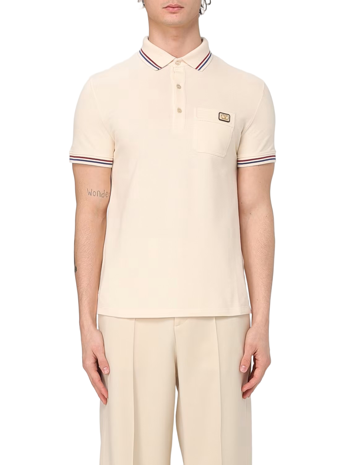 Short-Sleeved Polo Shirt with Contrasting Accents