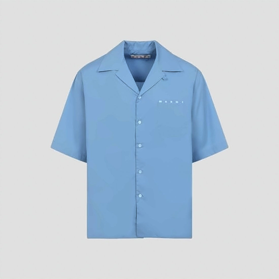 Relaxed Fit Blue Short-Sleeve Shirt