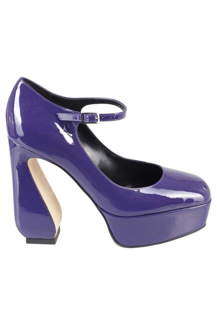Rounded Toe Patent Leather Pumps With Platform