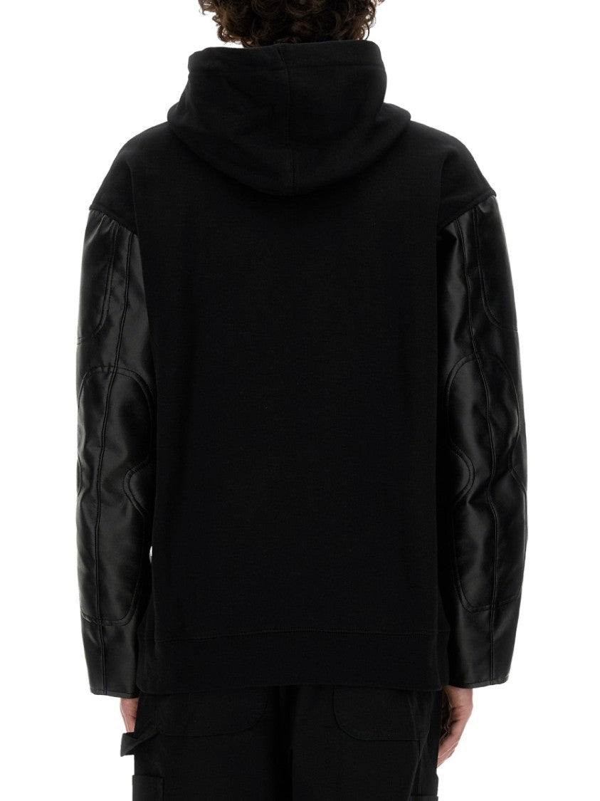 Hooded Black Flap Sweatshirt