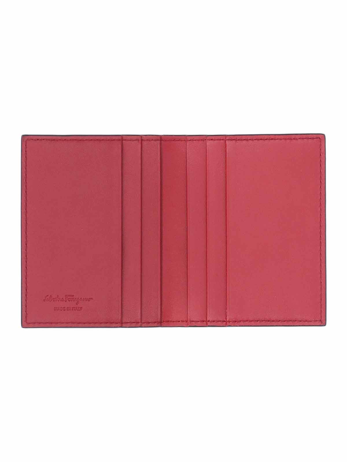 'Gancini' Bi-Fold Wallet – Black & Red