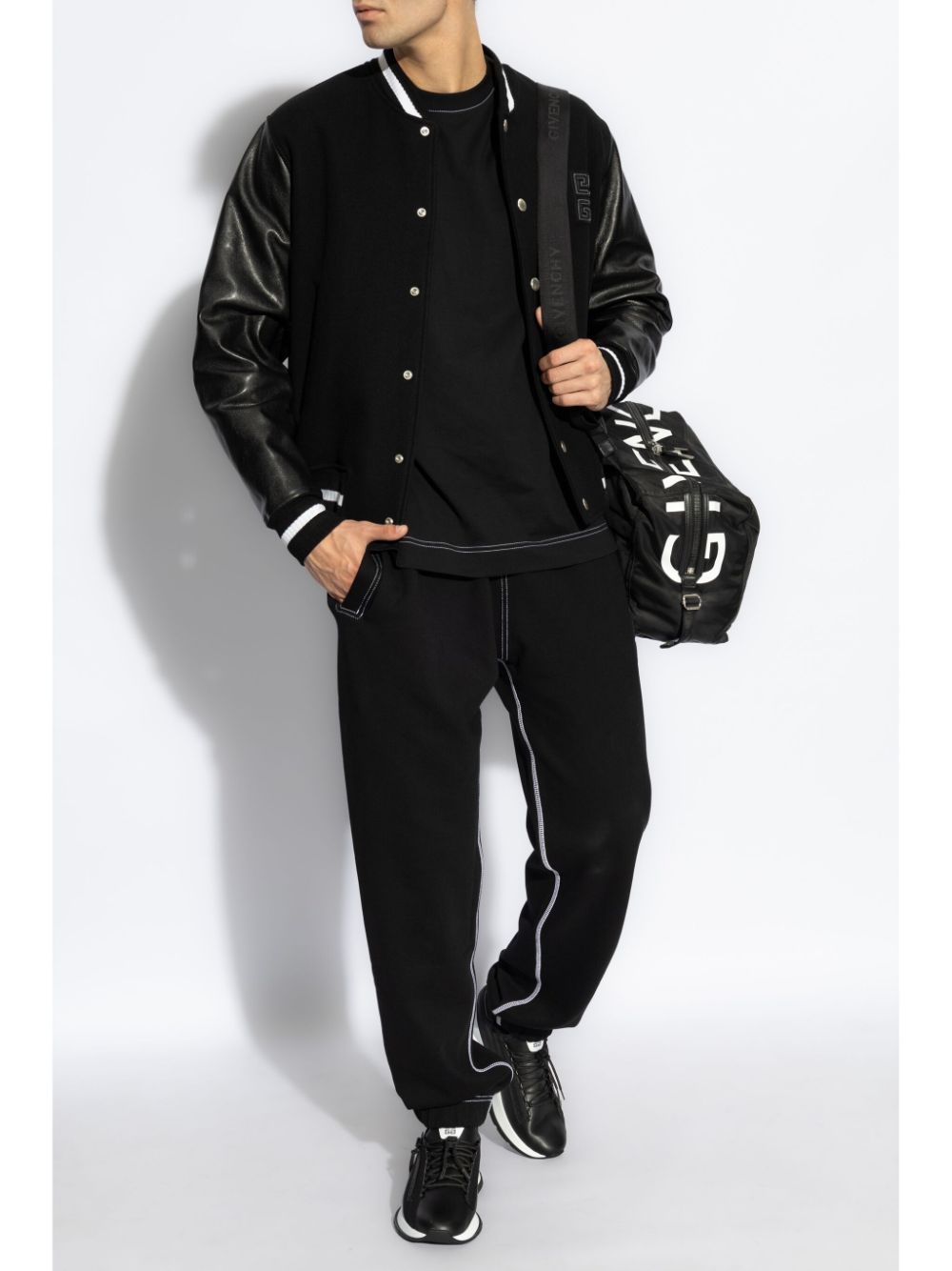 Black Wool and Leather Jacket