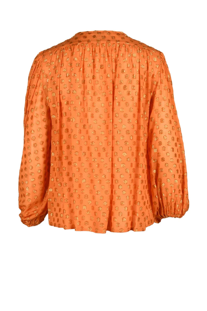 Viscose Metallic Fiber Blouse - Orange