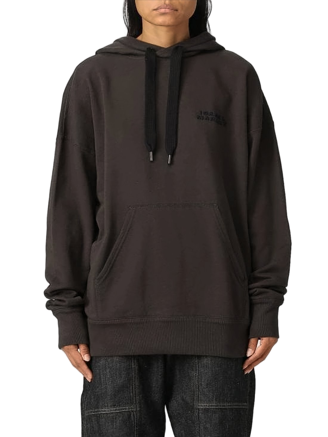 Black Relaxed-Fit Hoodie with Kangaroo Pocket