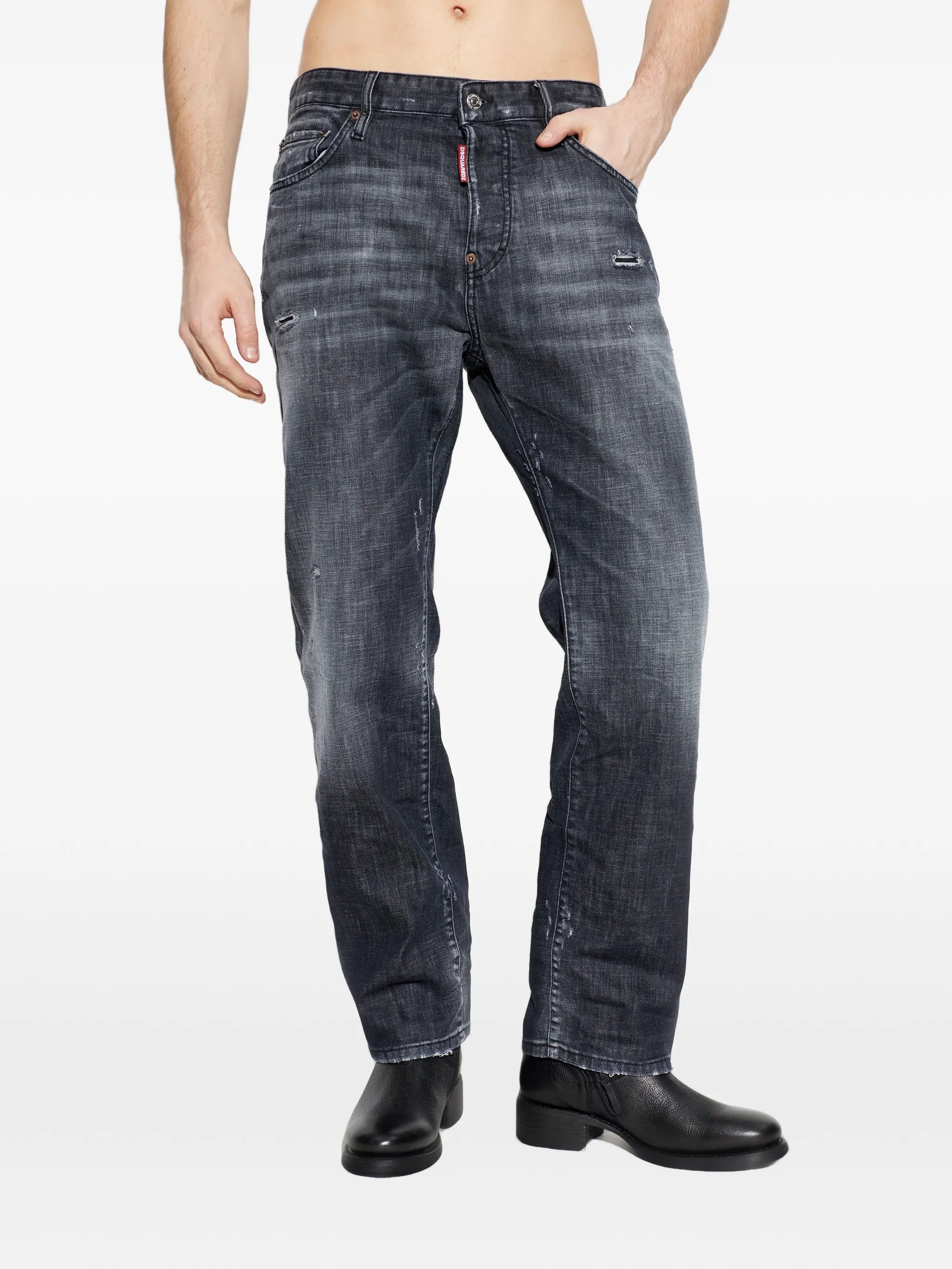 Relaxed Fit Faded Black Denim Jeans