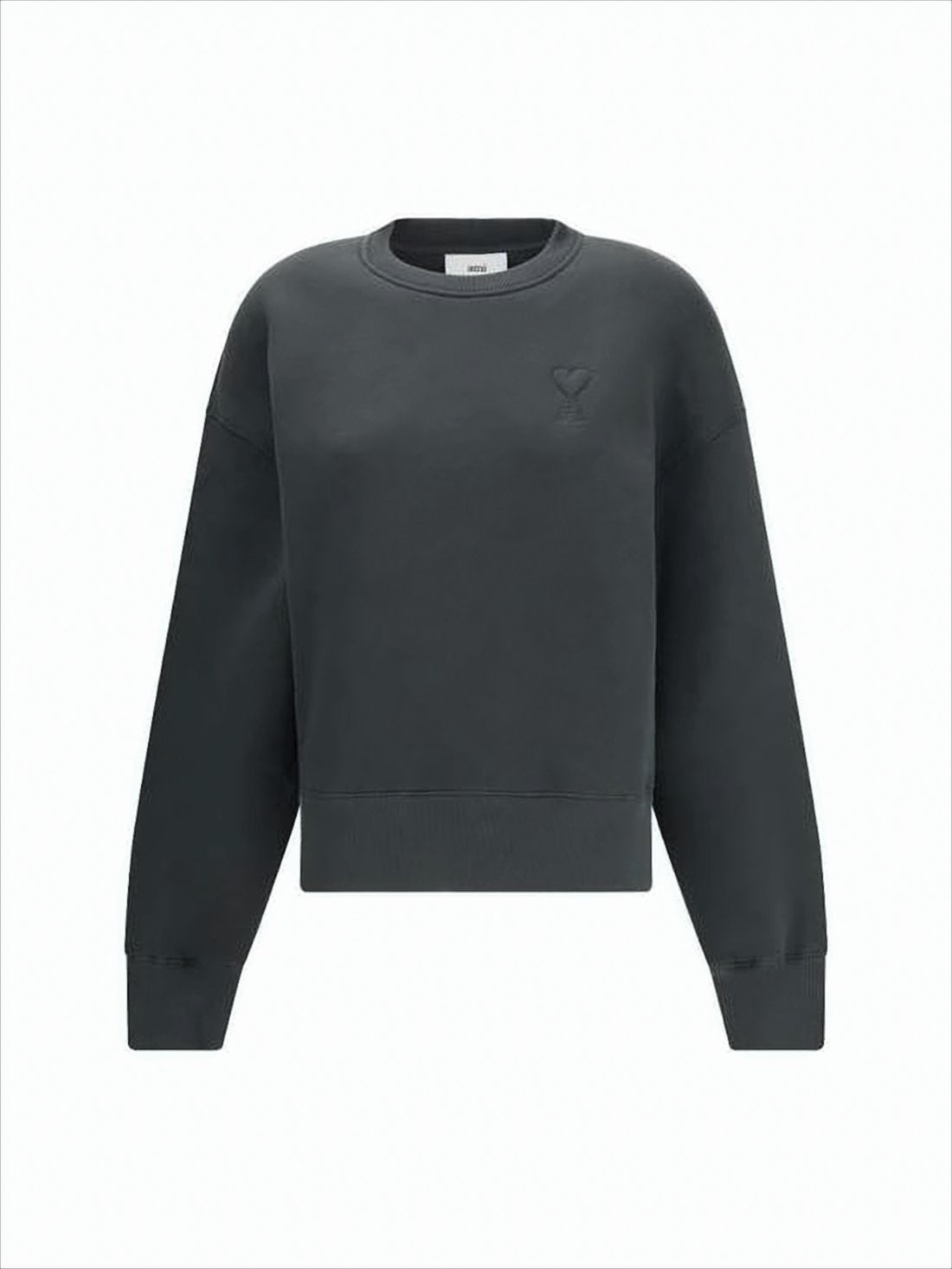 Cropped Long-Sleeve Sweatshirt with Ribbed Details