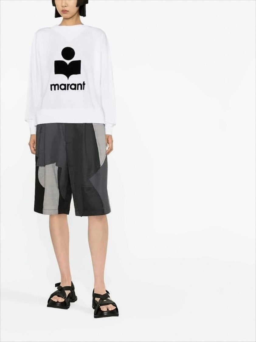 Relaxed Fit Long-Sleeve Linen Top with Graphic Logo