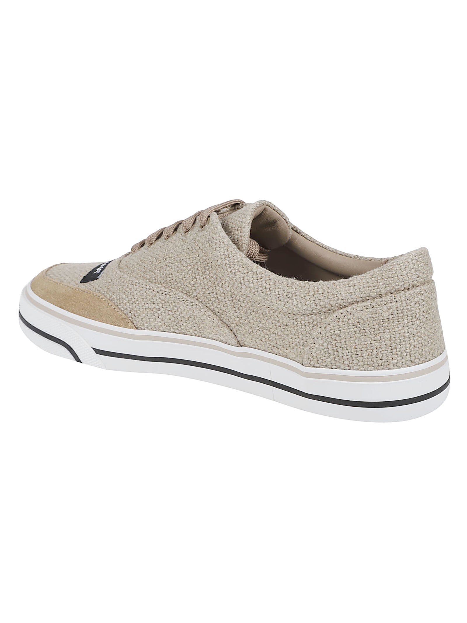 Textured Fabric and Suede Low-Top Sneakers