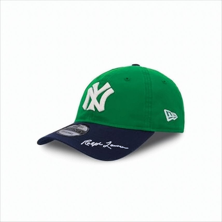 Structured Green Baseball Cap with Navy Brim